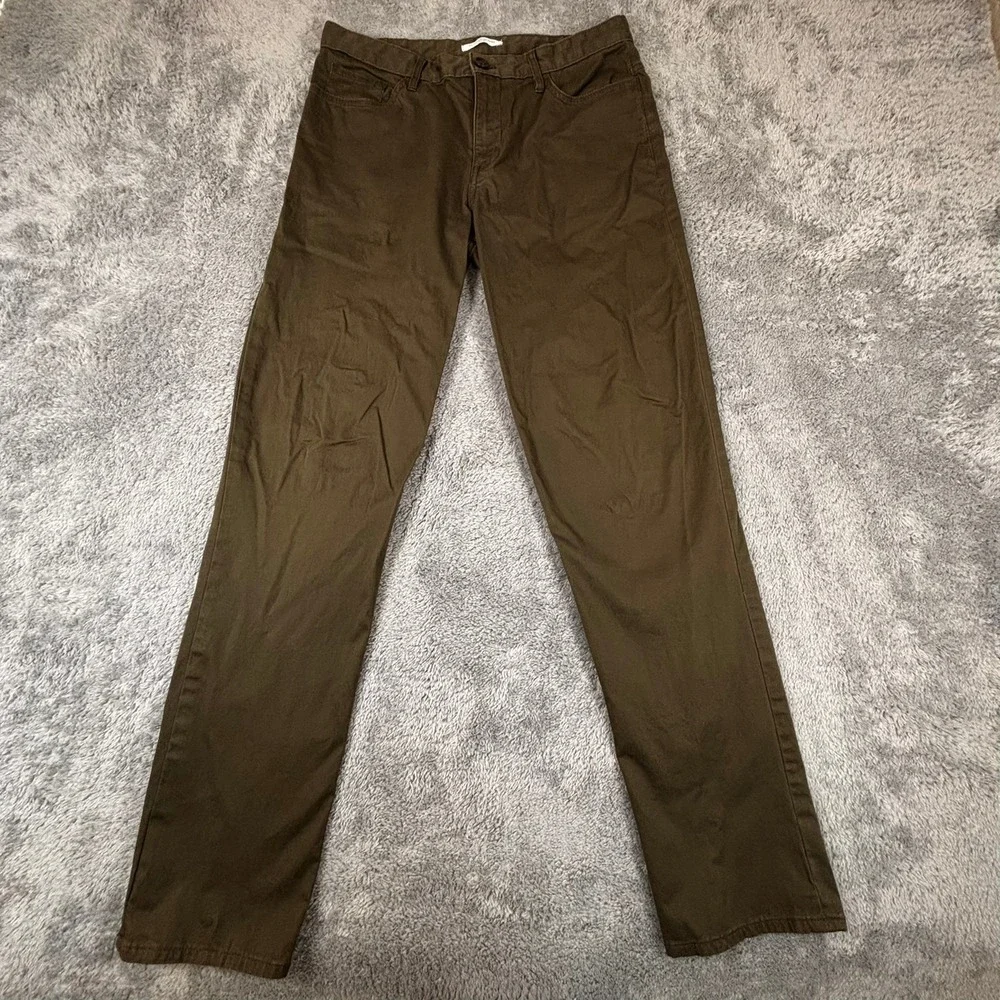 Calvin Klein Mens Authentic Five Pocket Slim Fit Pants Olive Brown Chinos 34x32